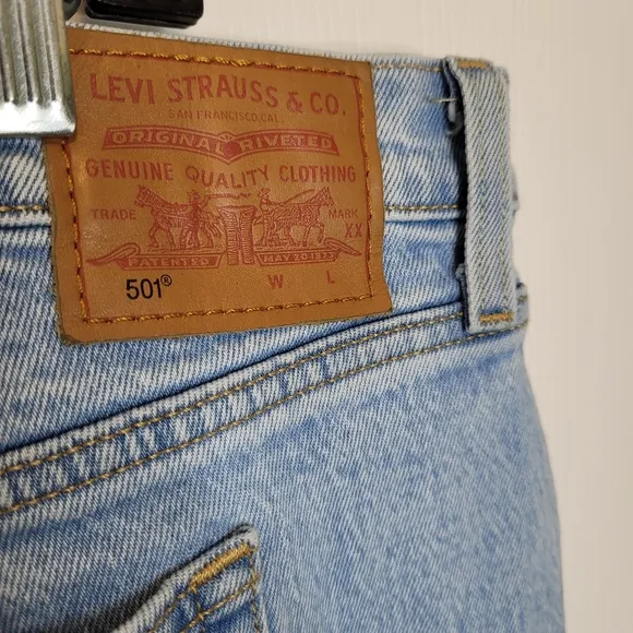 Levis Premium Denim 501 High Rise Straight Jeans 18W Light Wash