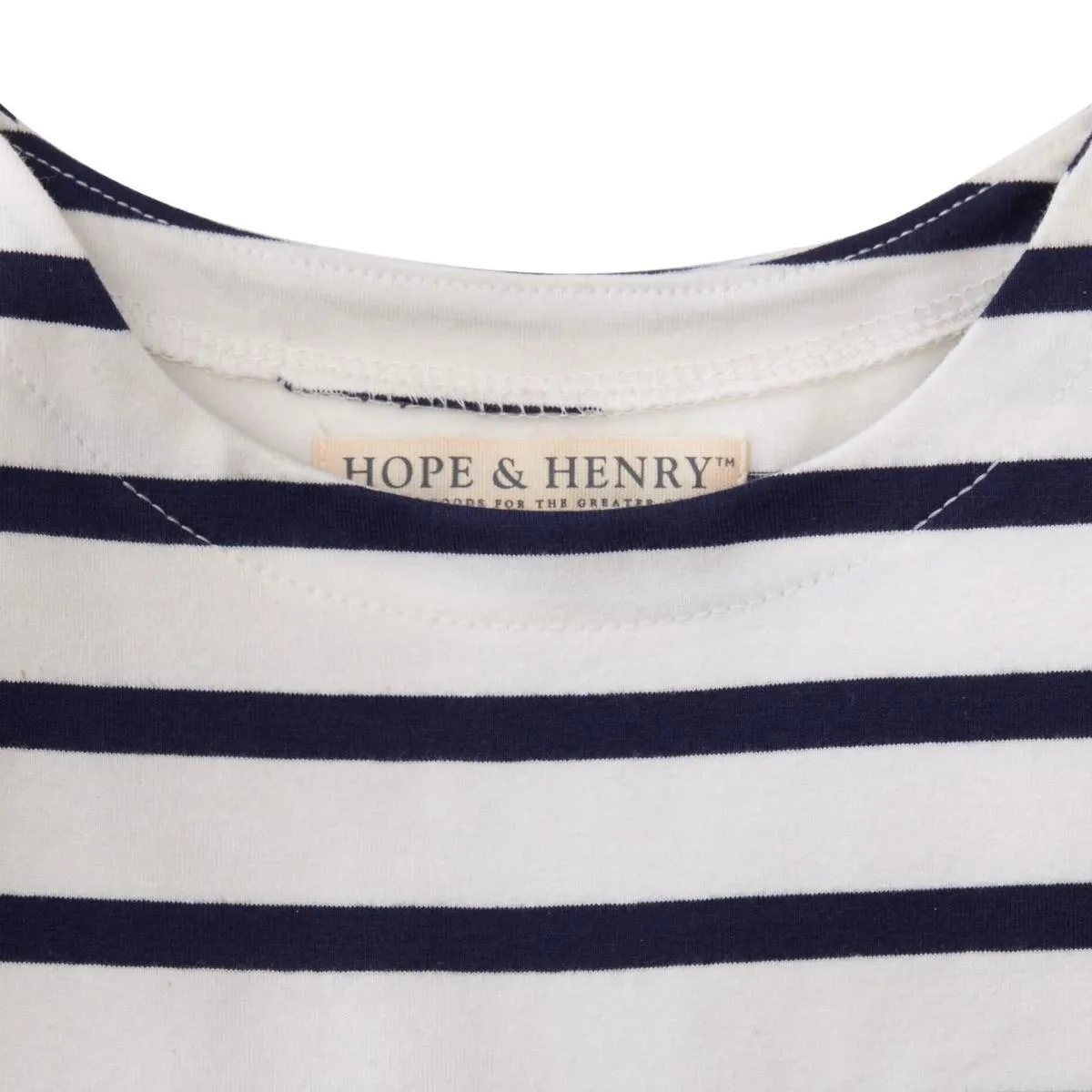 Lightweight Blocked Organic Skater Dress - Navy with Light Pink Ribbon