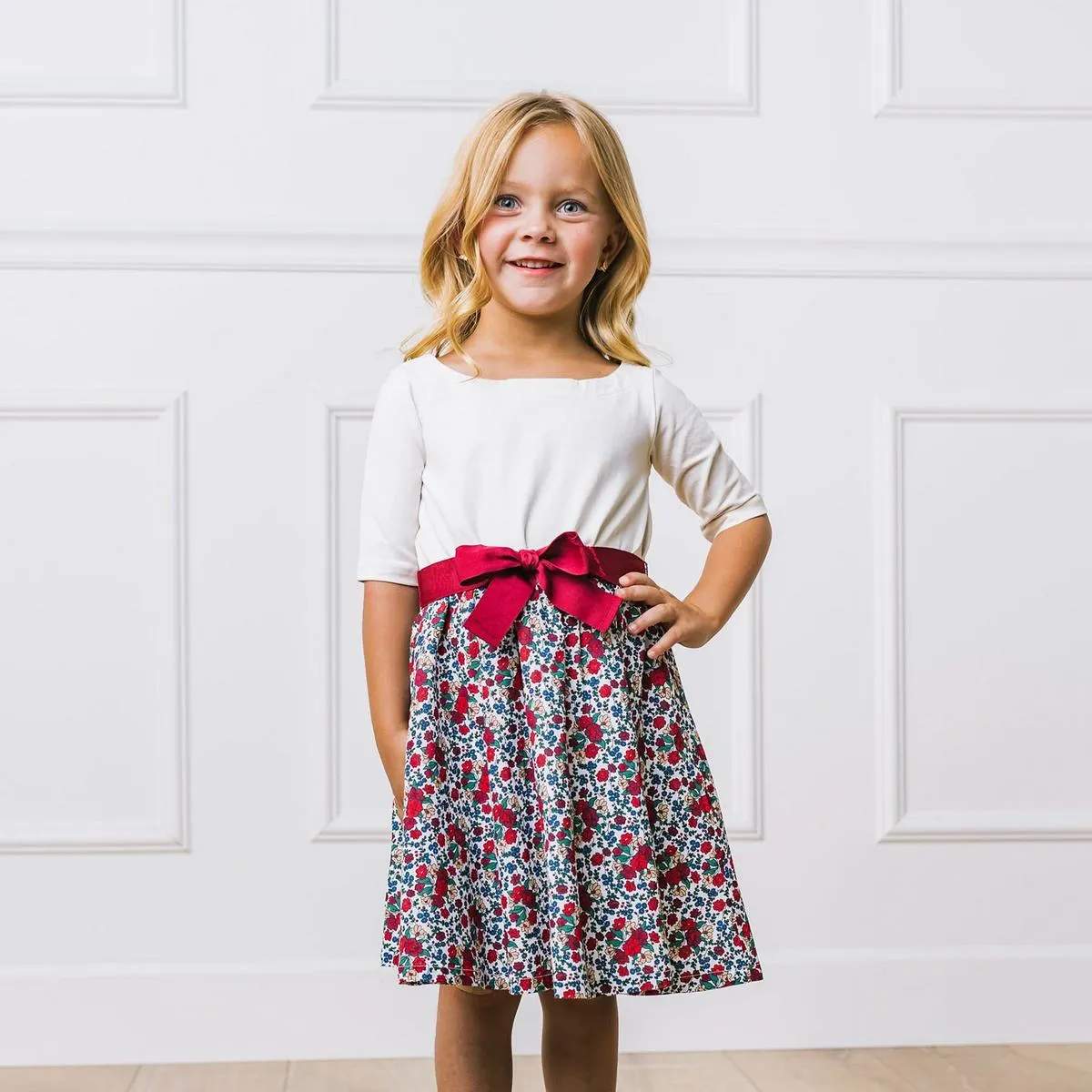 Lightweight Blocked Skater Dress - Holiday Multi Floral