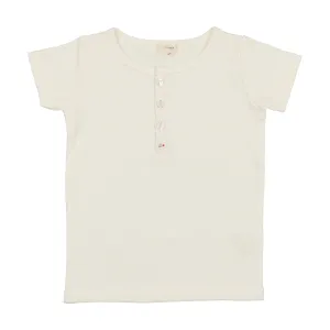Lil Legs Short Sleeve Henley - White