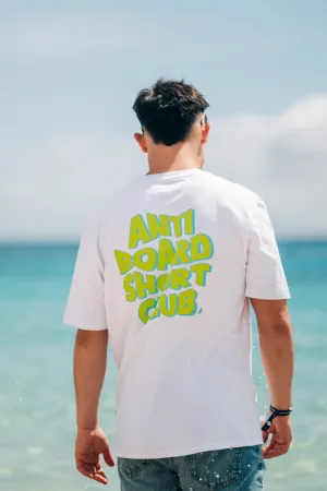Lime Anti Board Short Club on White Tee