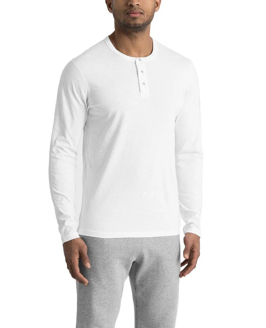 Long Sleeve Henley Ringspun Jersey White