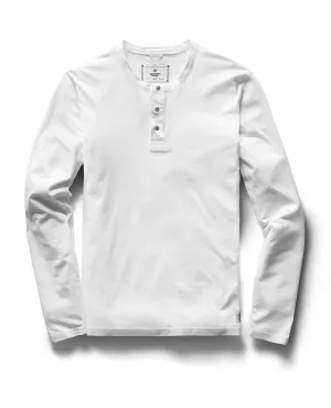 Long Sleeve Henley Ringspun Jersey White