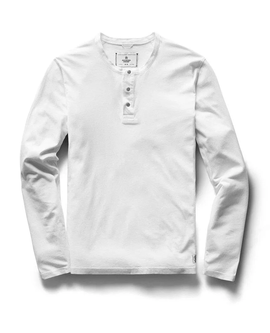 Long Sleeve Henley Ringspun Jersey White