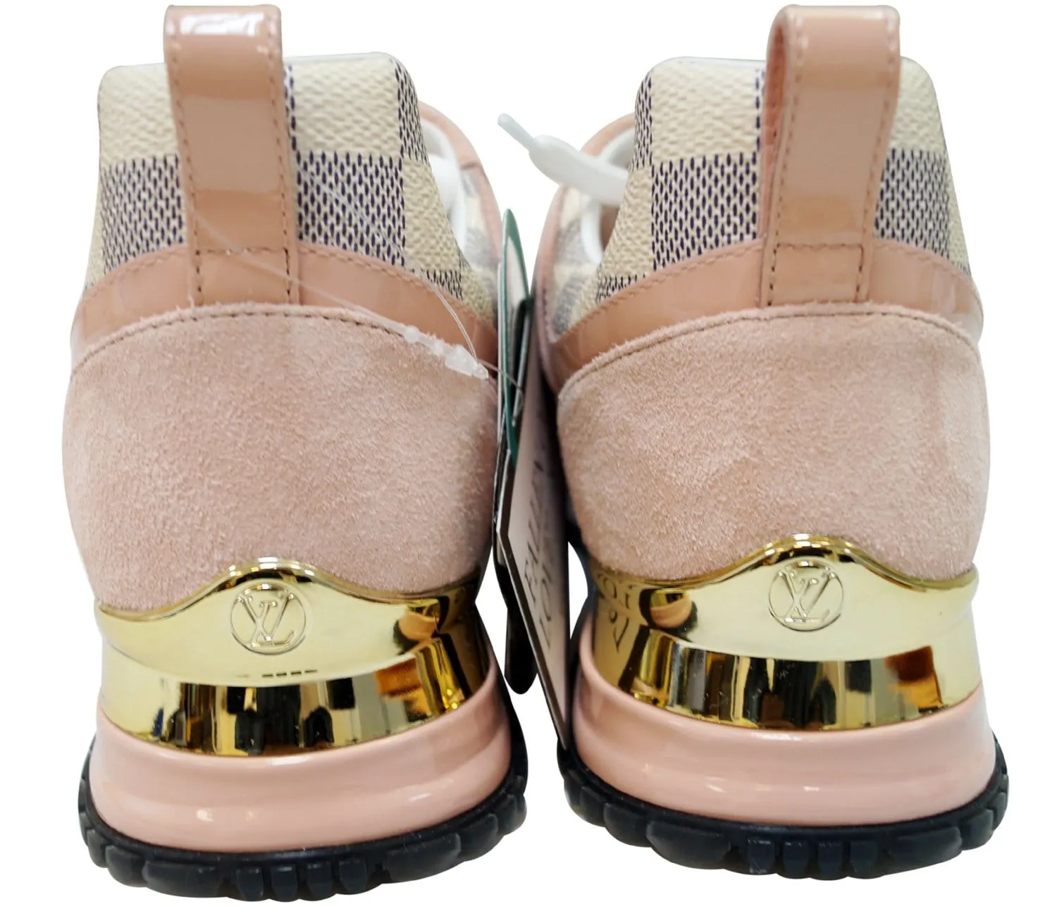 LOUIS VUITTON Damier Azur Suede Run Away Sneakers 38 Pink