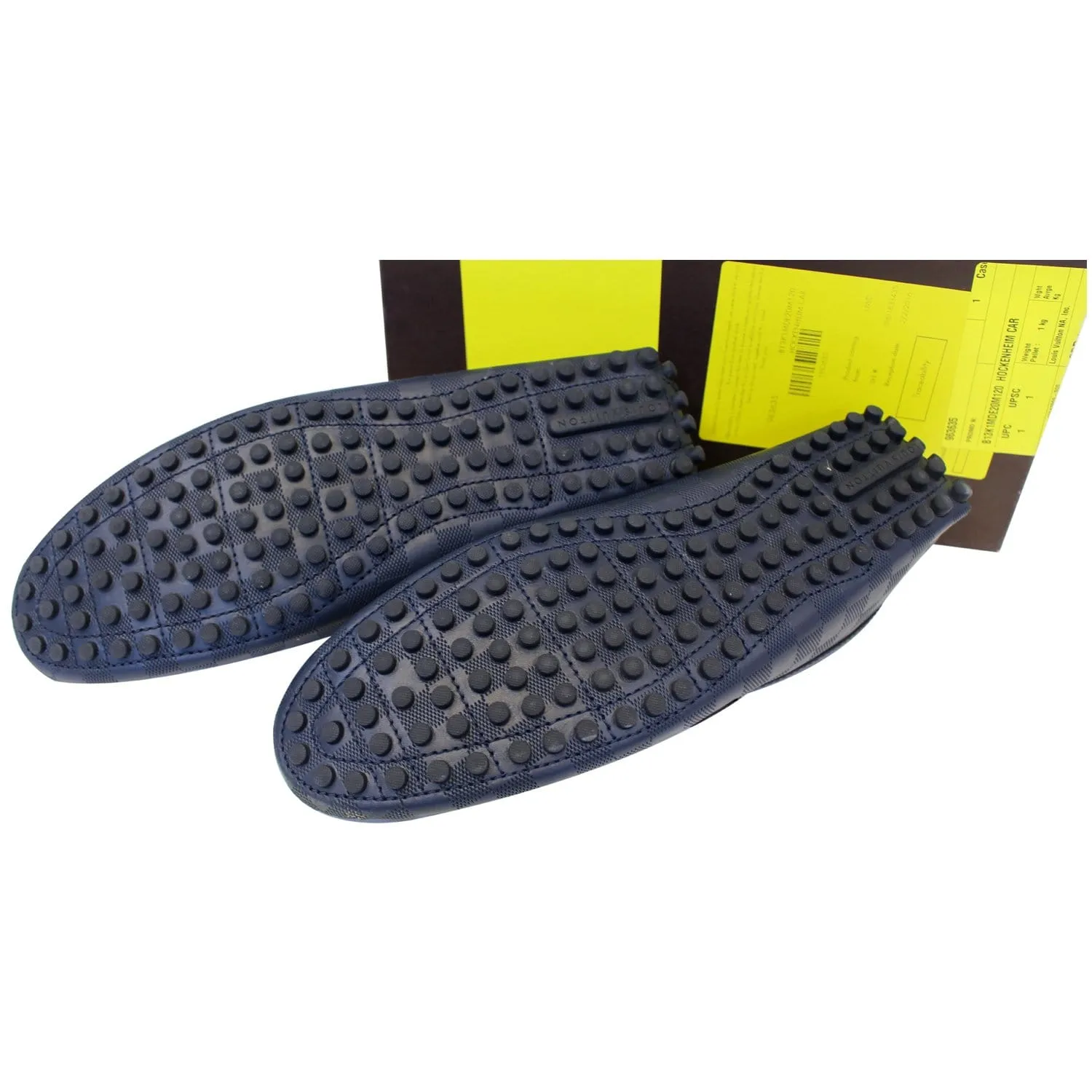 LOUIS VUITTON Hockenheim Damier Infini Moccasin Loafers Blue US 13