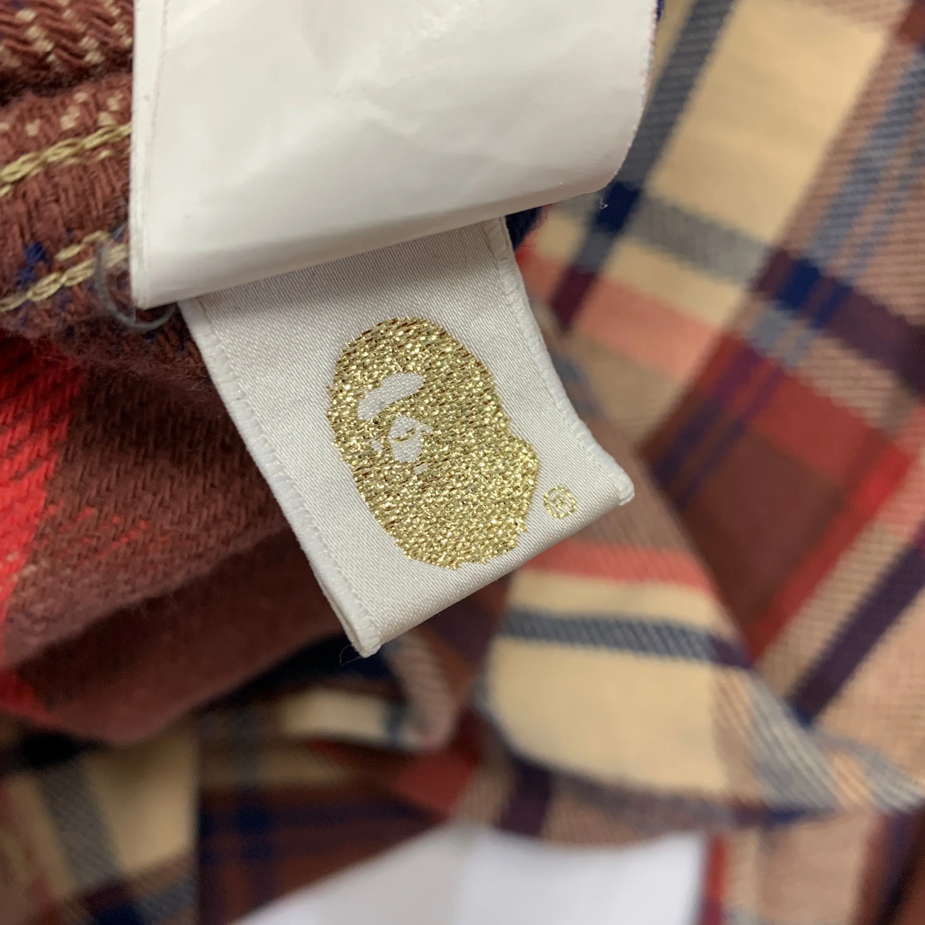 [M] A Bathing Ape Bape Plaid Full Button Hooded Hoodie Flannel Shirt