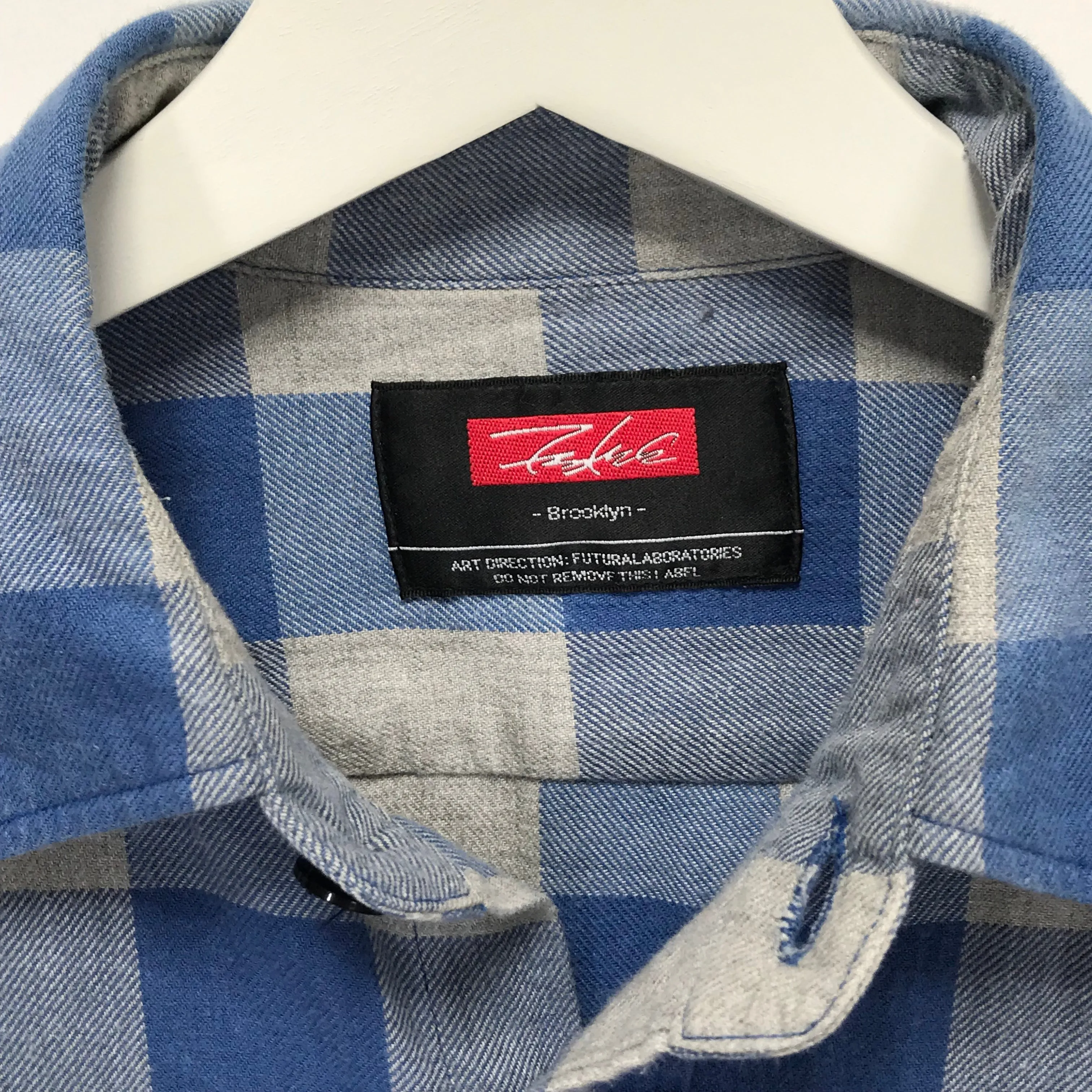 [M] Futura Laboratories Flannel Buffalo Check Shirt Blue