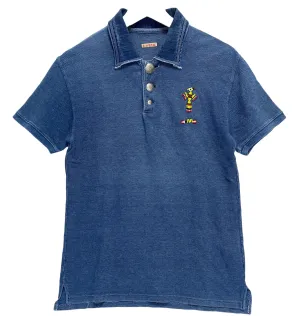 [M] Kapital Slub Cotton Indigo Concho Beaded Polo Shirt