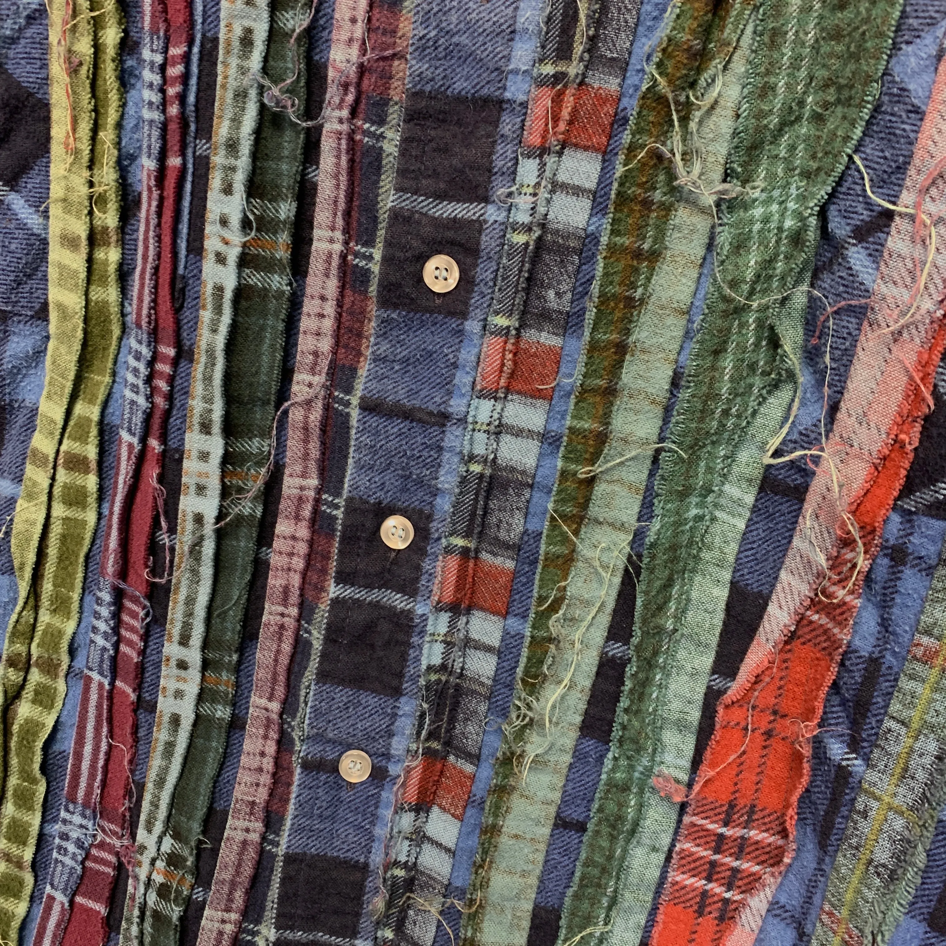 [M] Needles Rebuild Ribbon Cut Oversized Flannel Shirt