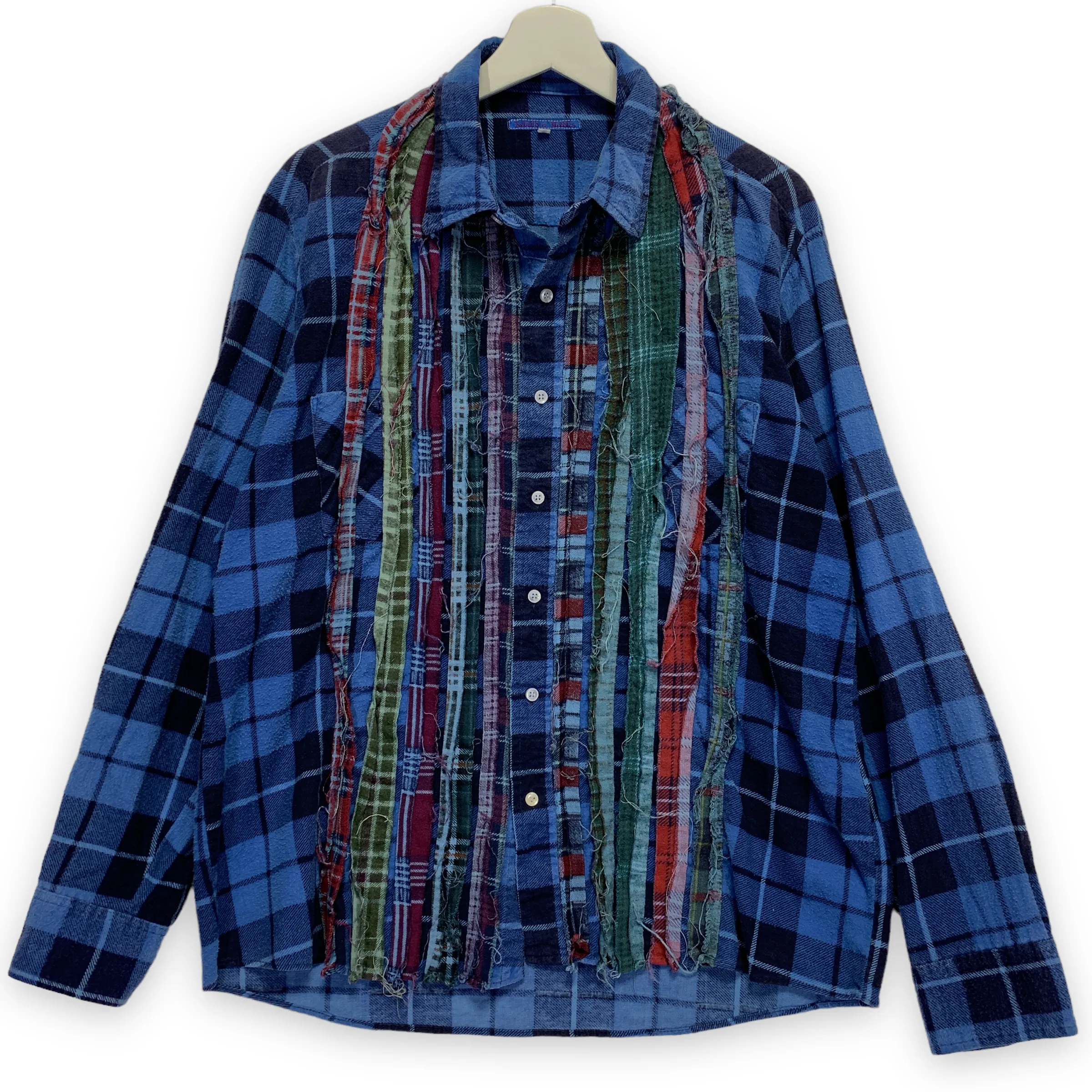 [M] Needles Rebuild Ribbon Cut Oversized Flannel Shirt