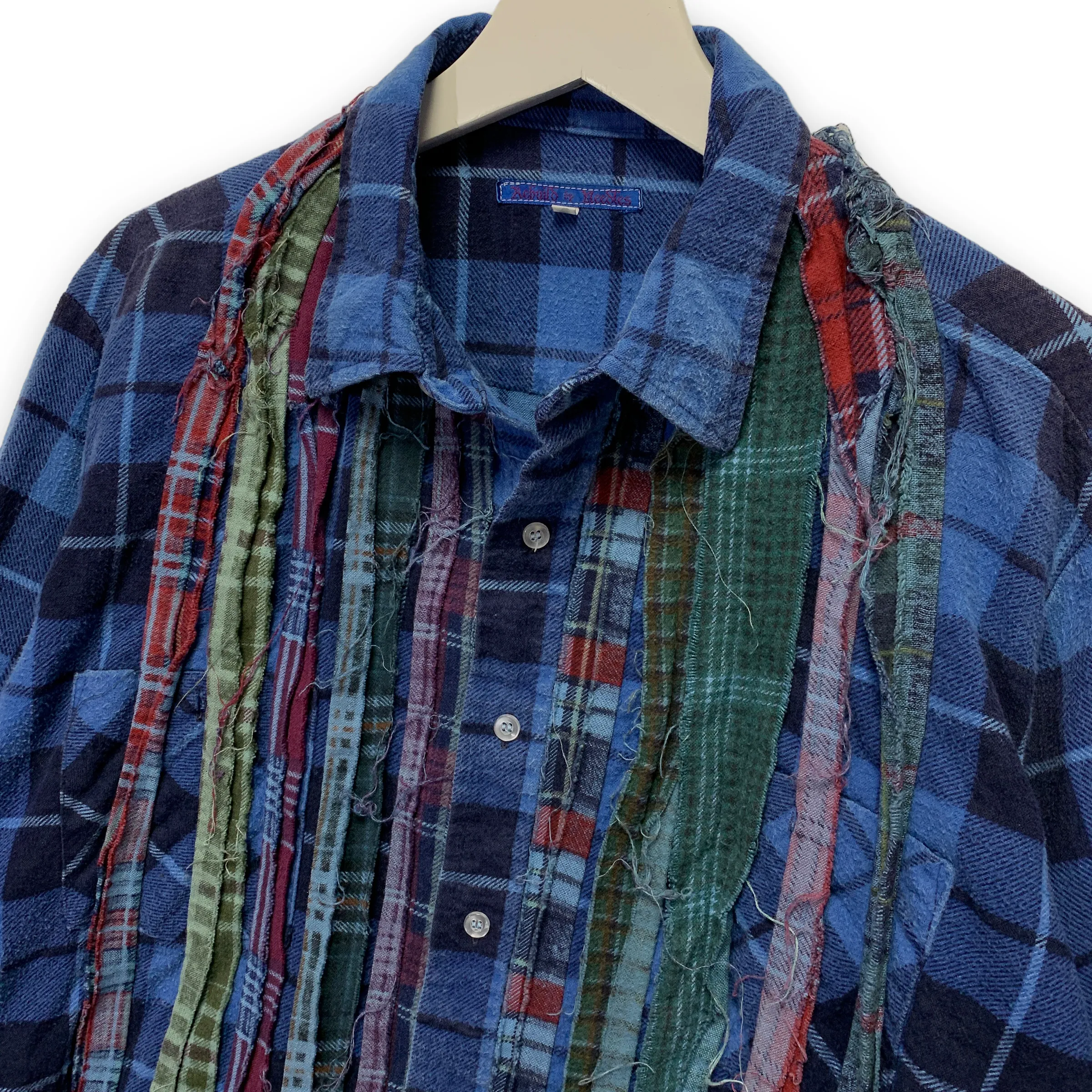 [M] Needles Rebuild Ribbon Cut Oversized Flannel Shirt