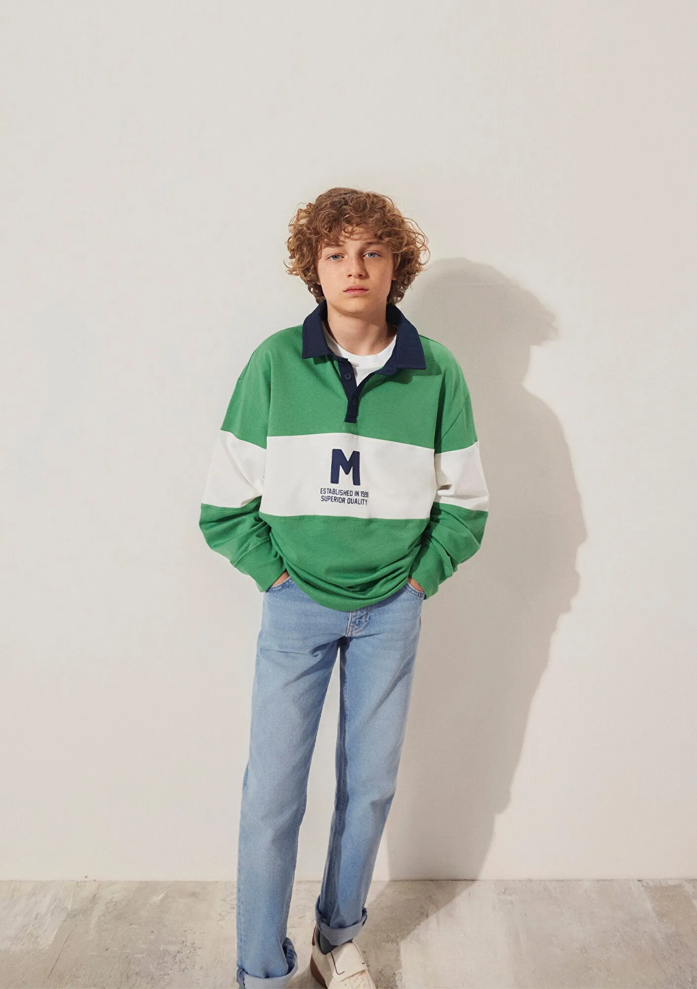 M Printed Green Polo T-Shirt