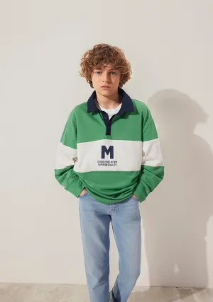 M Printed Green Polo T-Shirt