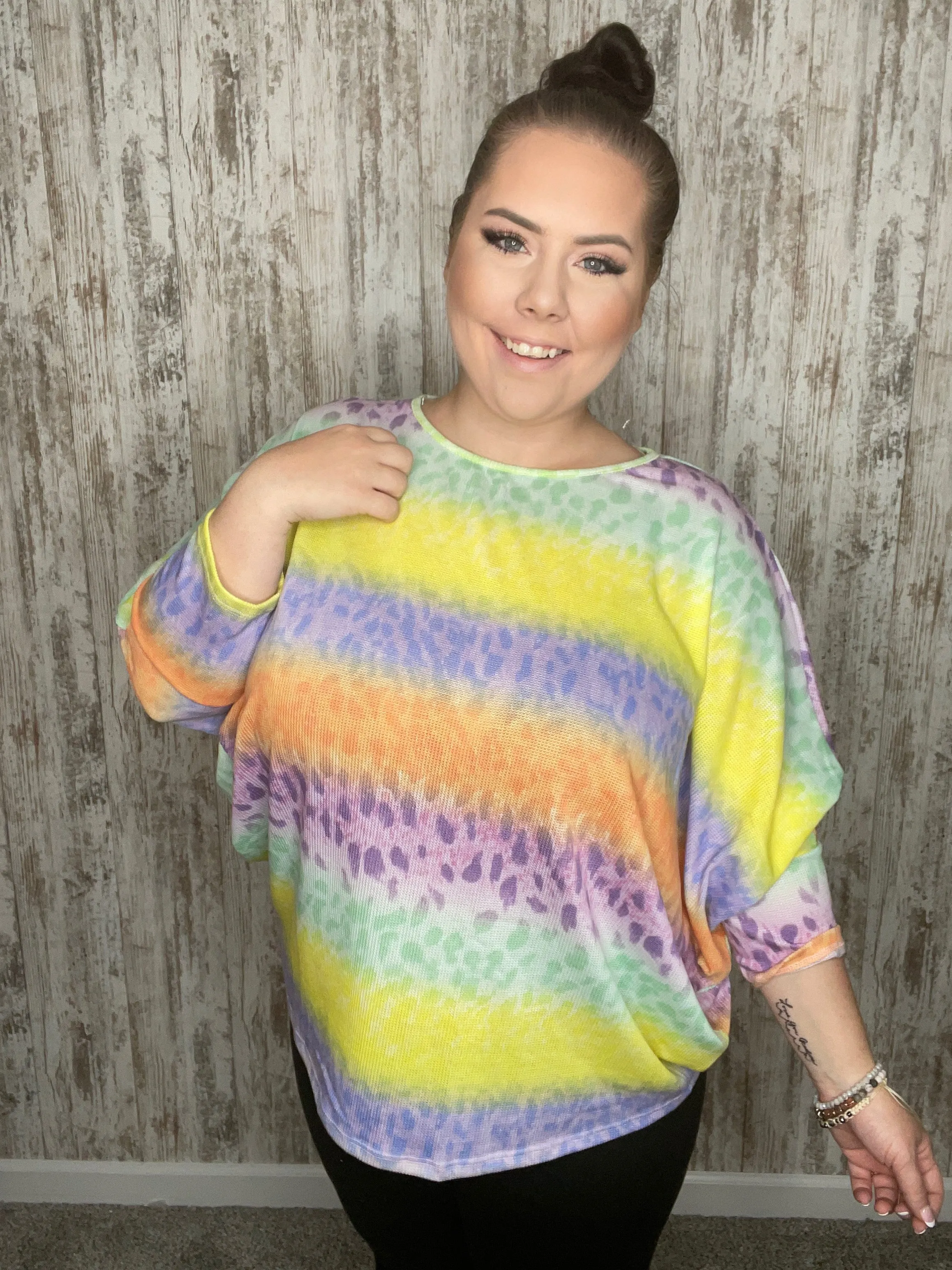 Mardi Gras Leopard Thermal Loose Fit Top