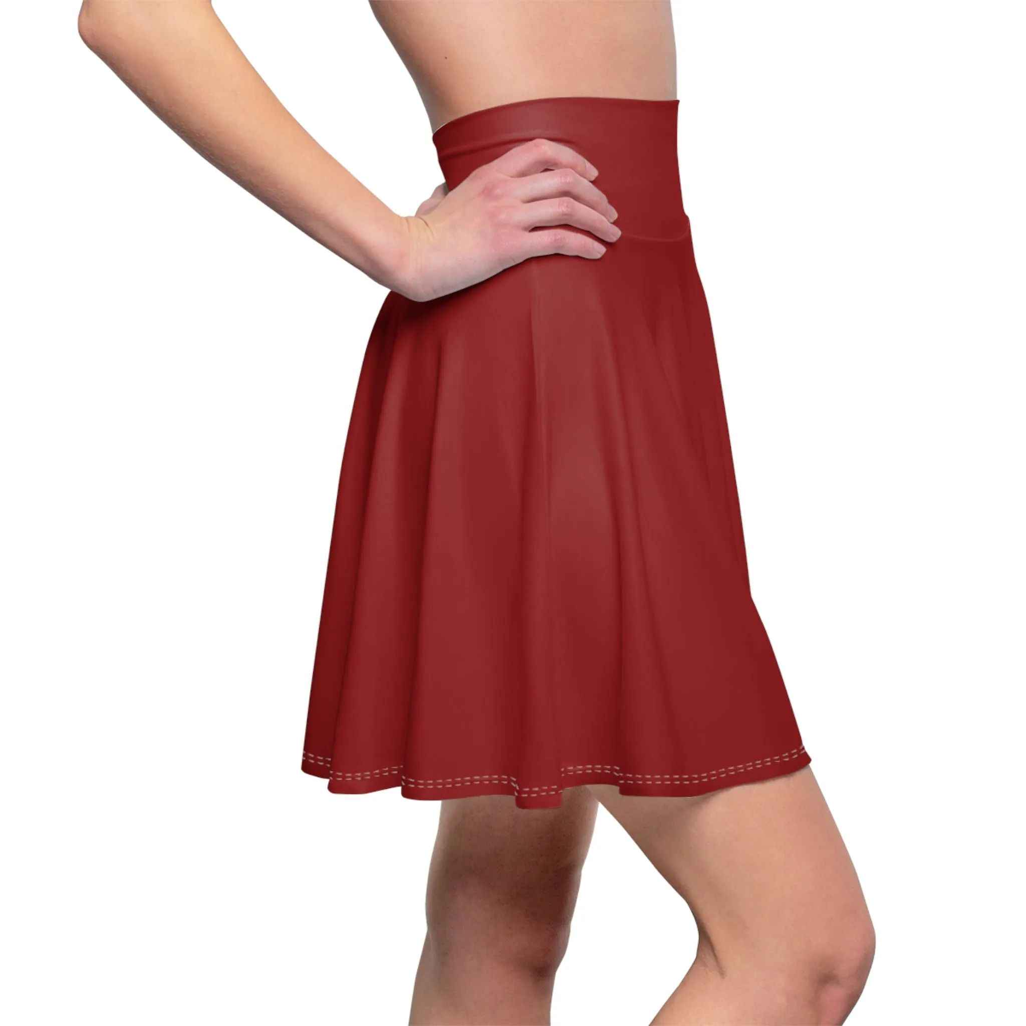Maroon Dark Red Womens Flare Skater Skirt - Saiko Studio
