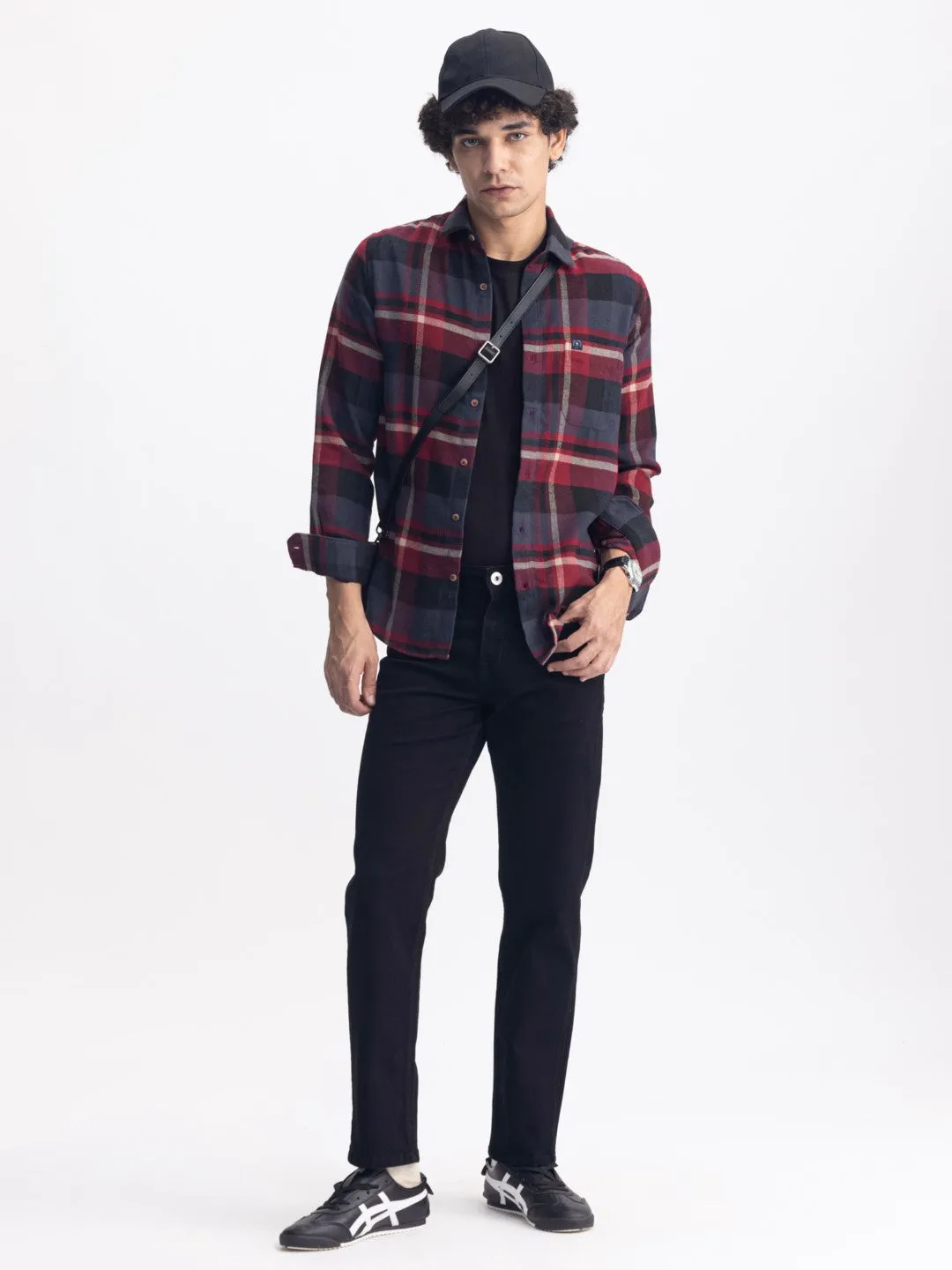 Maroon Flannel Checks Shirt