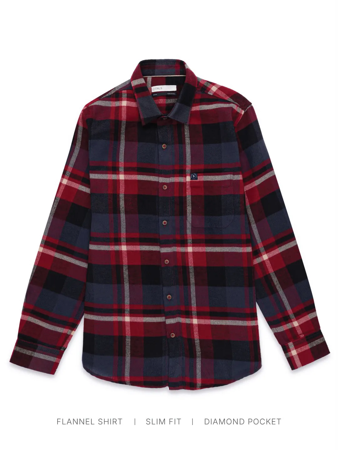 Maroon Flannel Checks Shirt