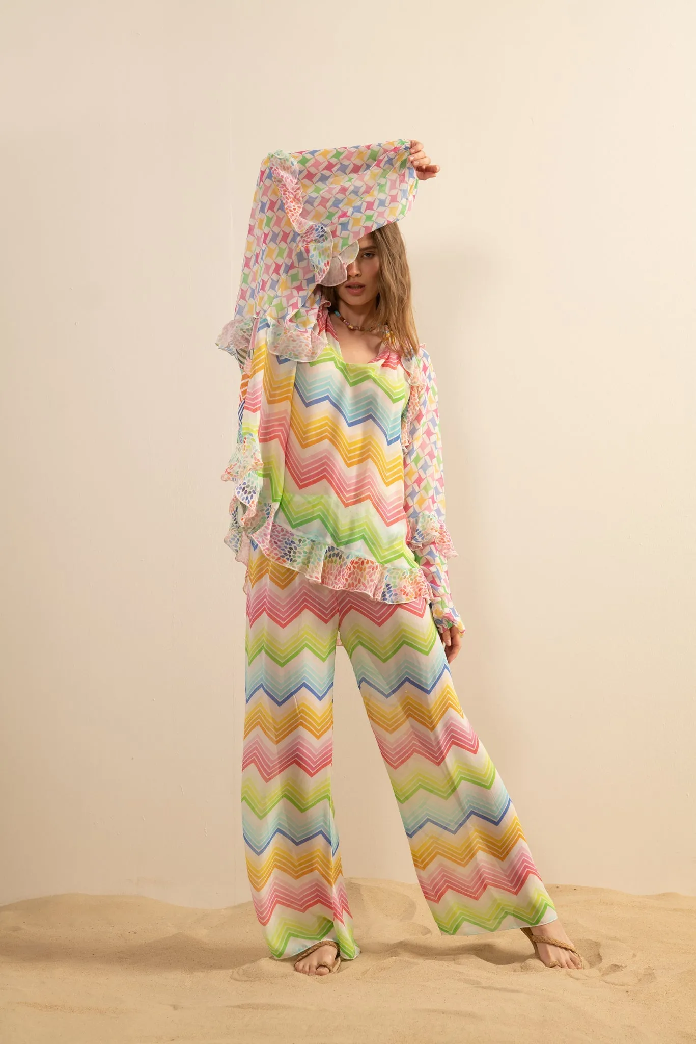 Me369 Lilia Zigzag multifarget loose-fit bukse