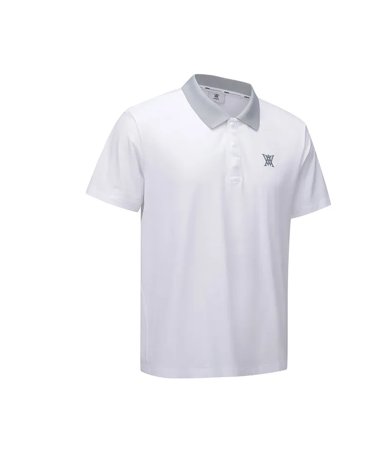 Men Collar Point Short T-Shirt - White