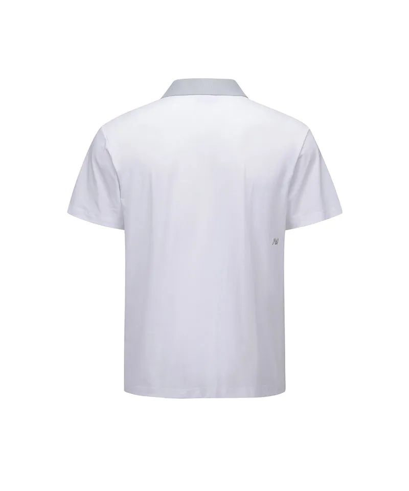 Men Collar Point Short T-Shirt - White