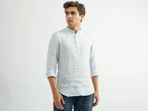 Men Striped Mandarin Collar Shirt