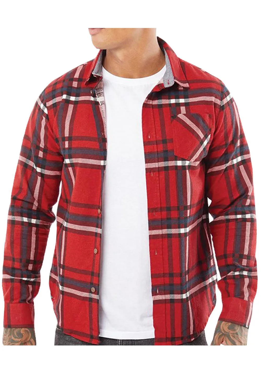 Mens Brushed Flannel Check Shirt