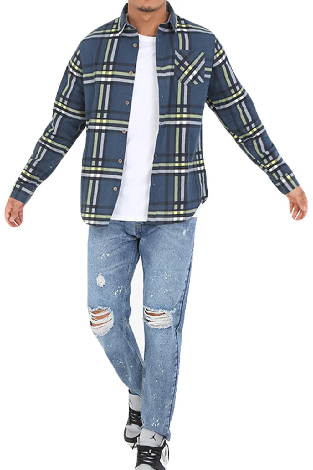 Mens Brushed Flannel Check Shirt
