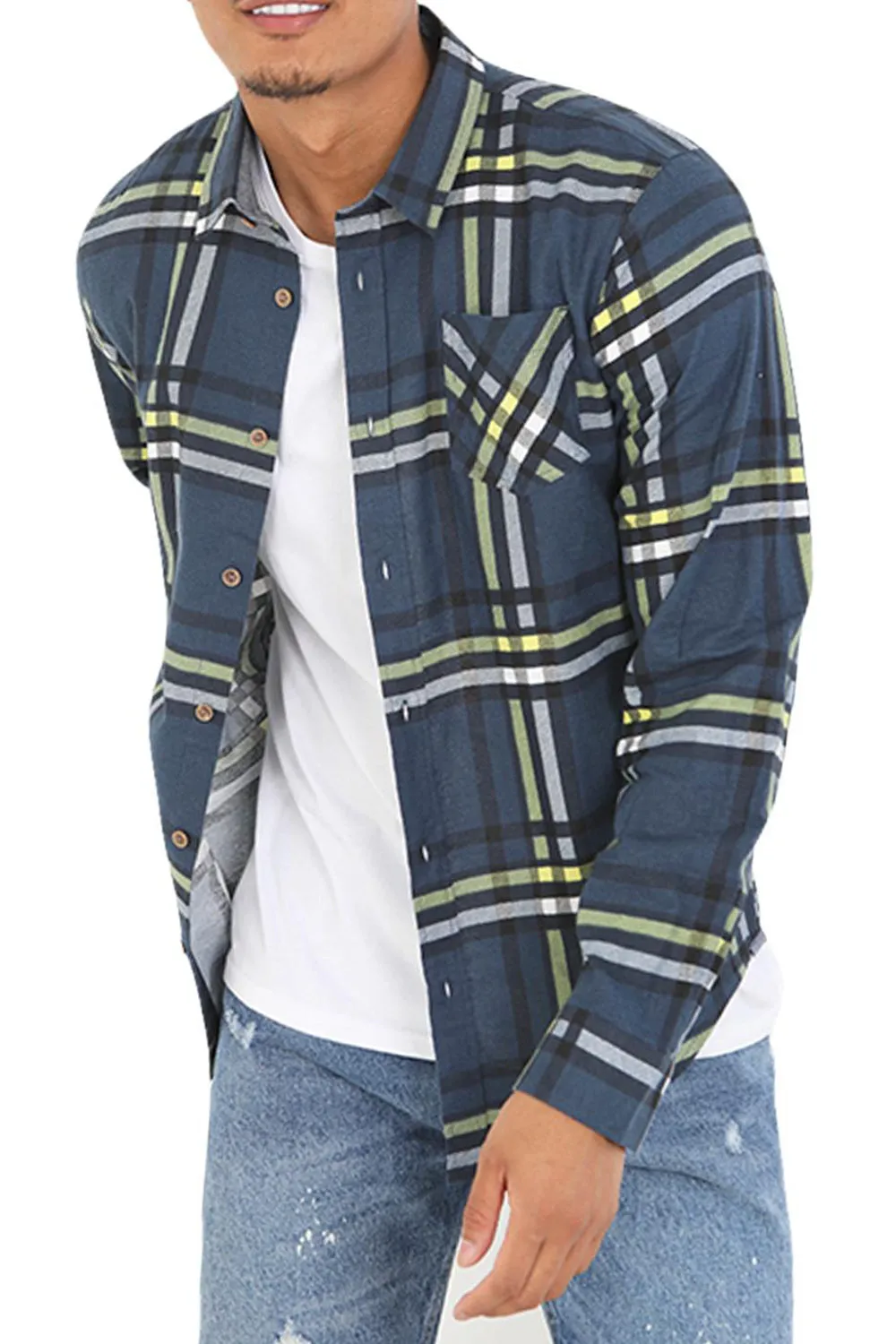Mens Brushed Flannel Check Shirt