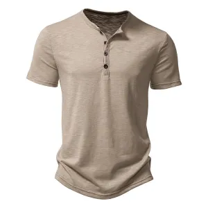 Men's Muscle Henley Collar T-Shirt