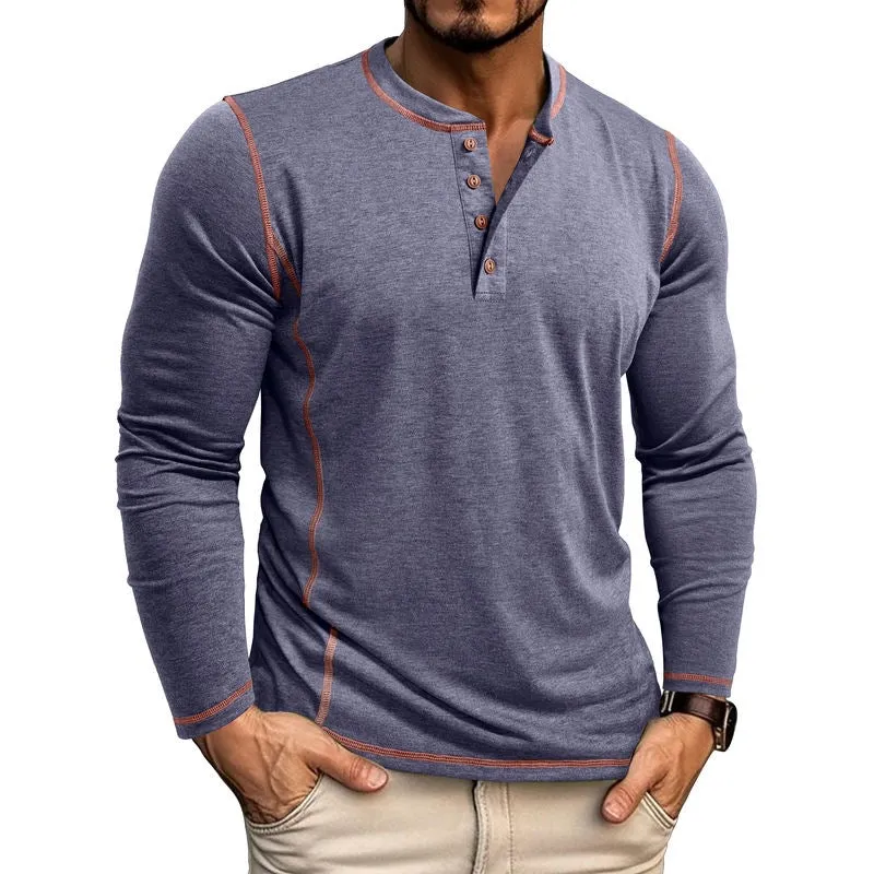 Men's Muscle Long Sleeve Henley T-Shirt