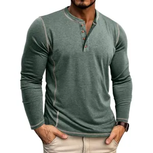 Men's Muscle Long Sleeve Henley T-Shirt