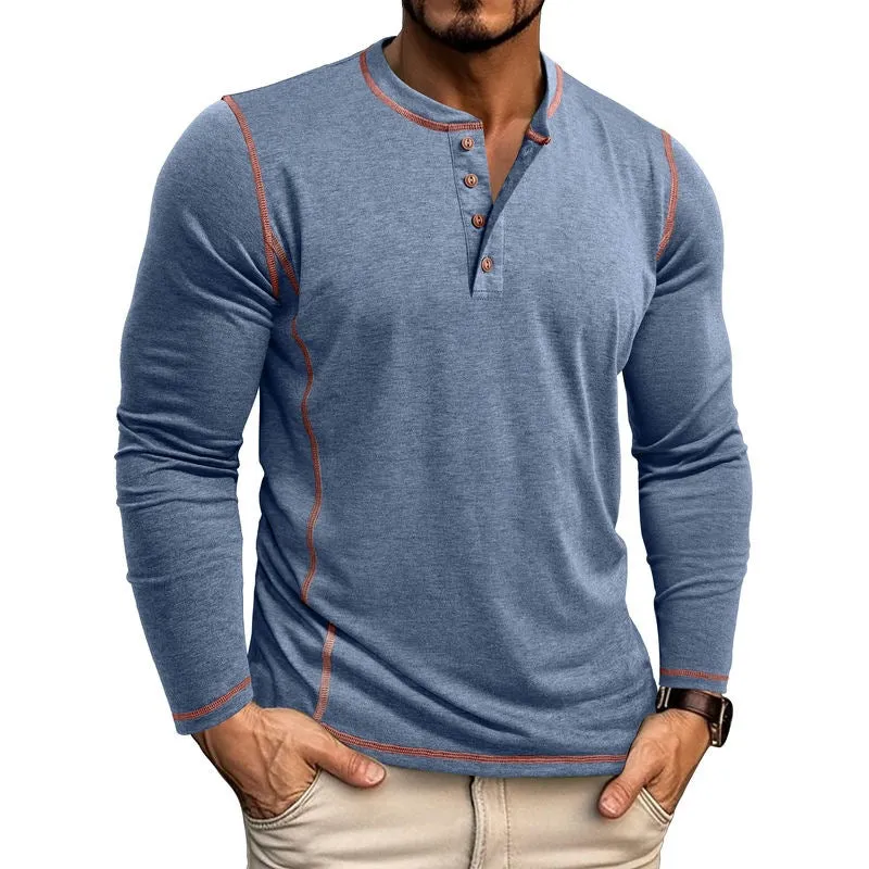 Men's Muscle Long Sleeve Henley T-Shirt
