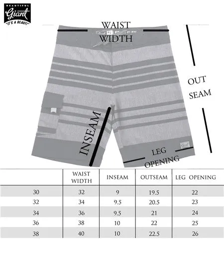 Men's Orange, Gray, & Green Striped Board Shorts Without Lining
