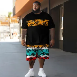 Men's Oversized Palm Tree Print T-Short Sleeve Board Shorts Set 2404001399