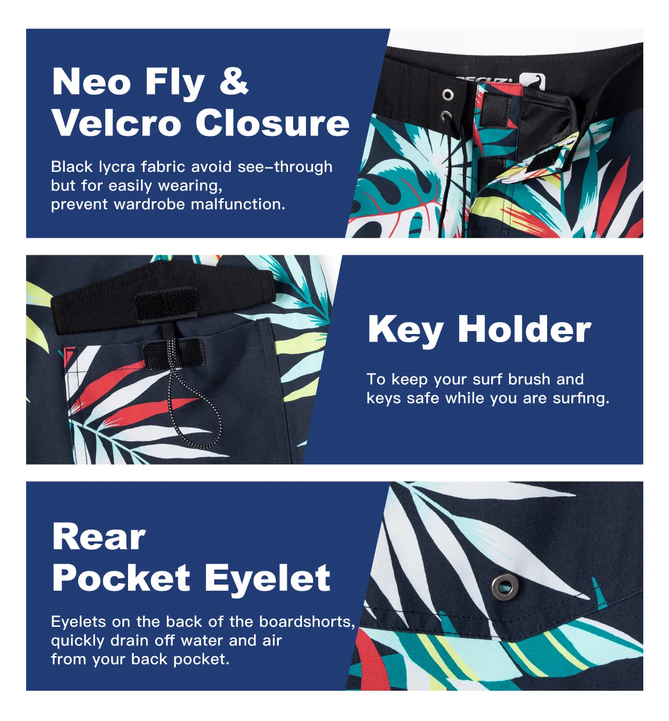 Men's Performance BoardShorts UPF50 With Stretch Fabric