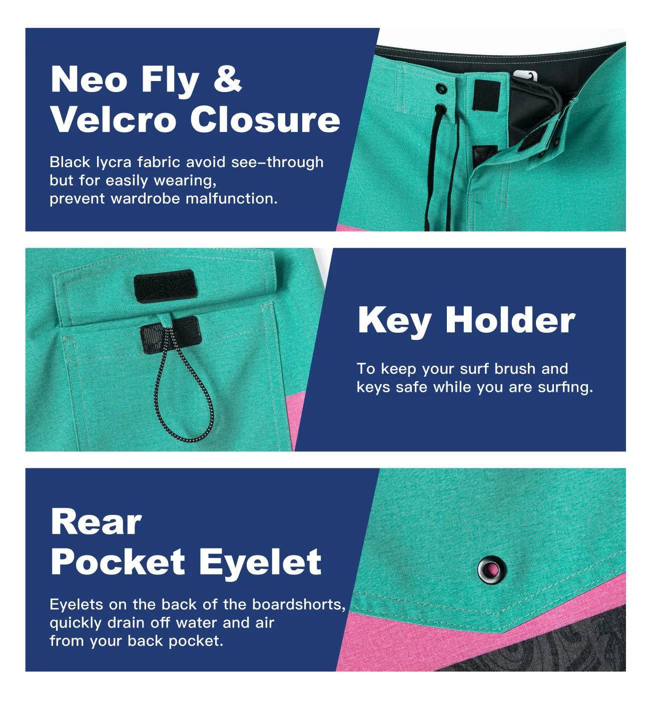 Men's Performance BoardShorts UPF50 With Stretch Fabric