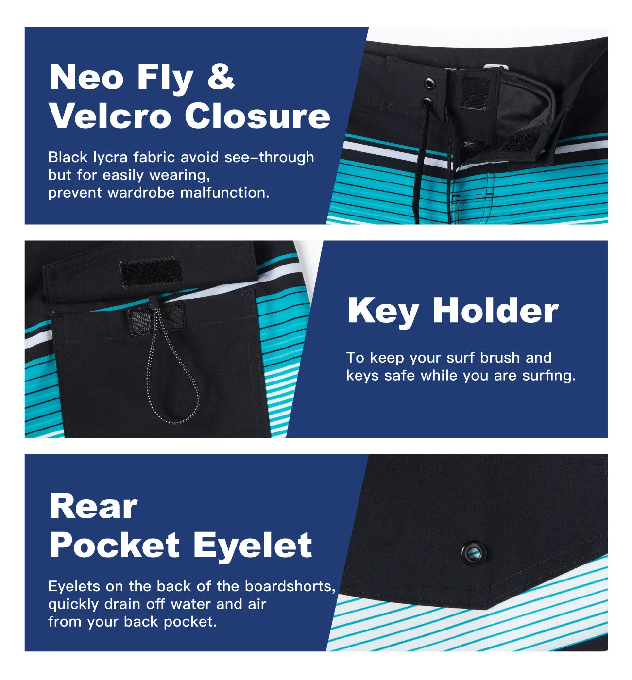 Men's Performance BoardShorts UPF50 With Stretch Fabric