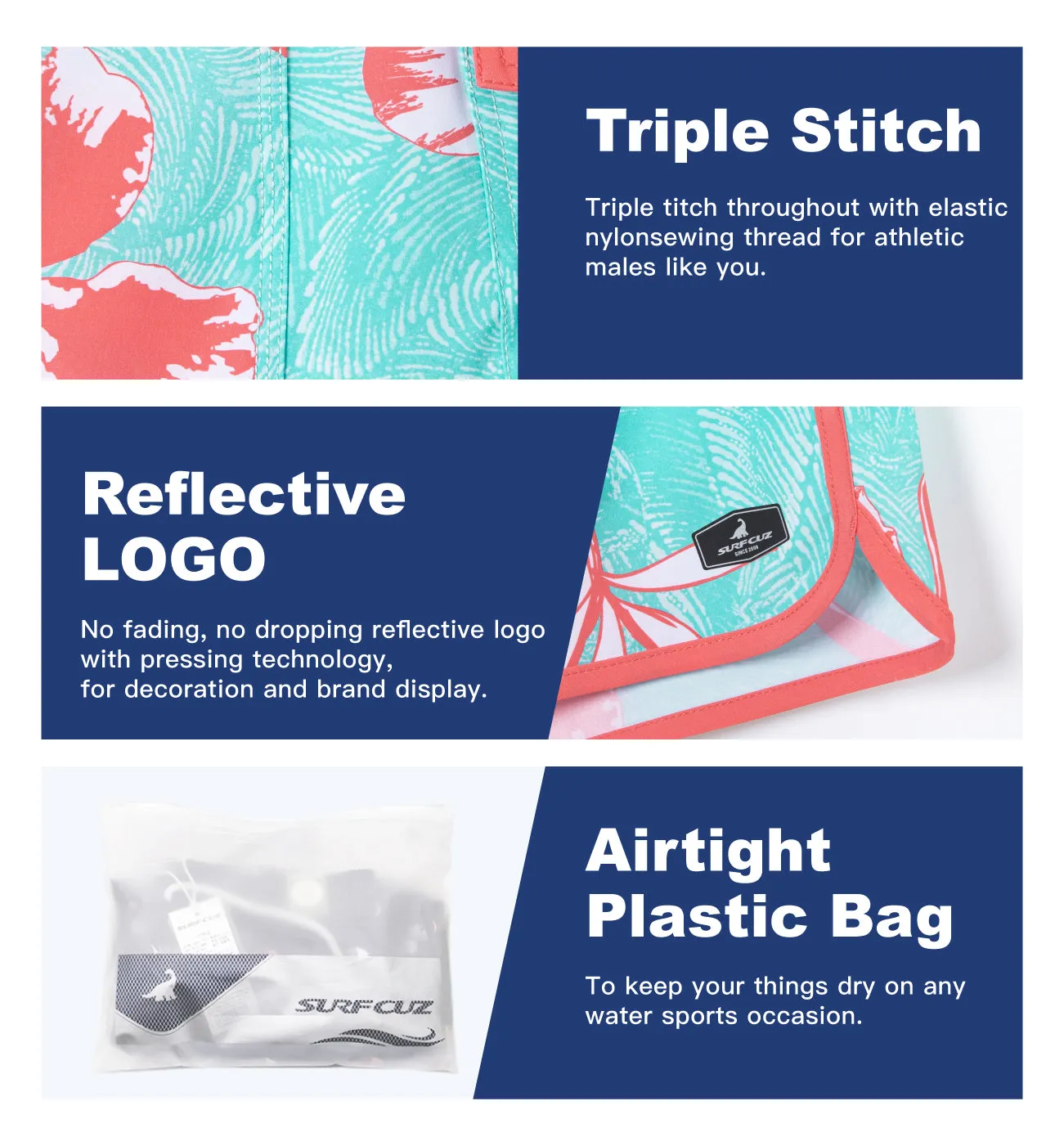 Men's Quick-Dry Performance BoardShorts With Mesh Liner & Pockets