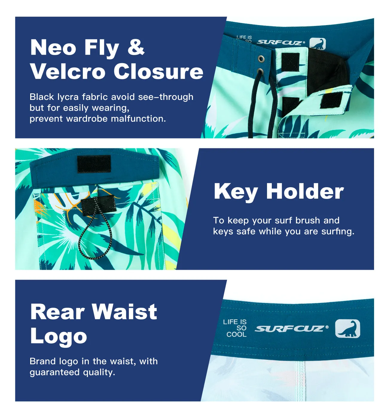 Men's Quick-Dry Performance BoardShorts With Mesh Liner & Pockets