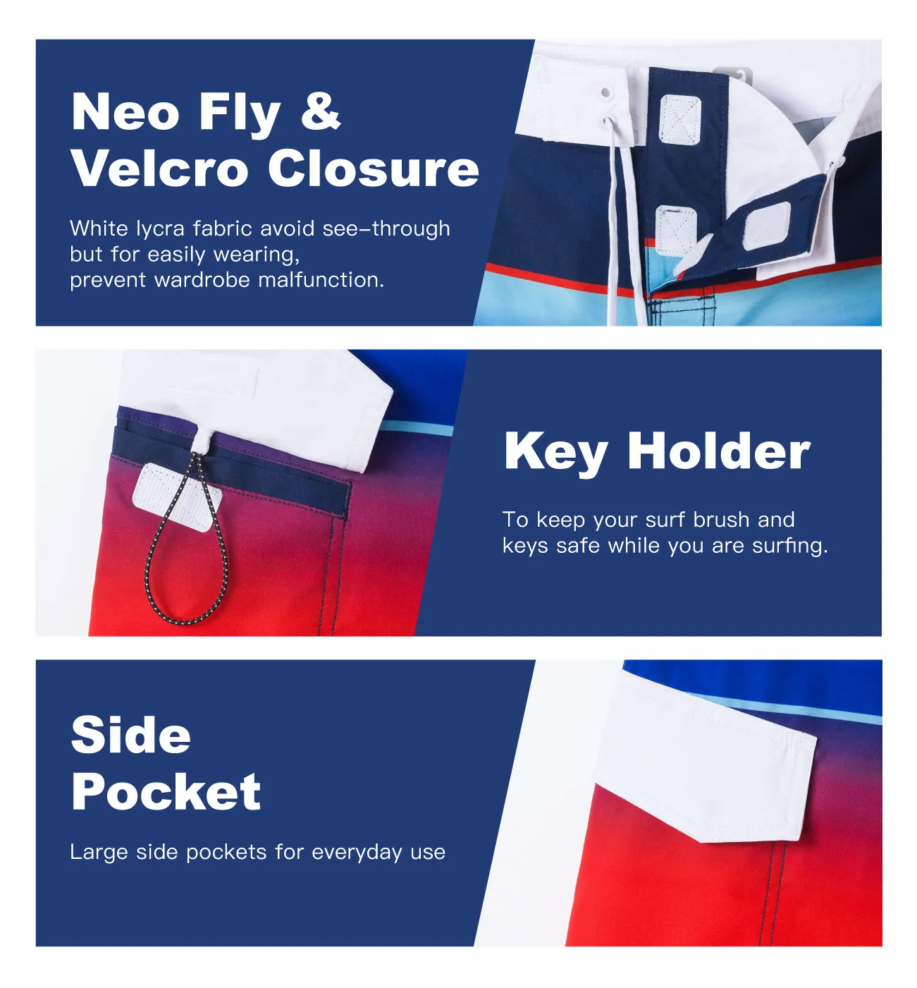 Men's Quick-Dry Performance BoardShorts With Mesh Liner & Pockets