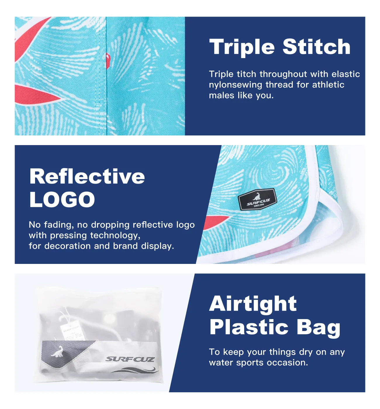 Men's Quick-Dry Performance BoardShorts With Mesh Liner & Pockets