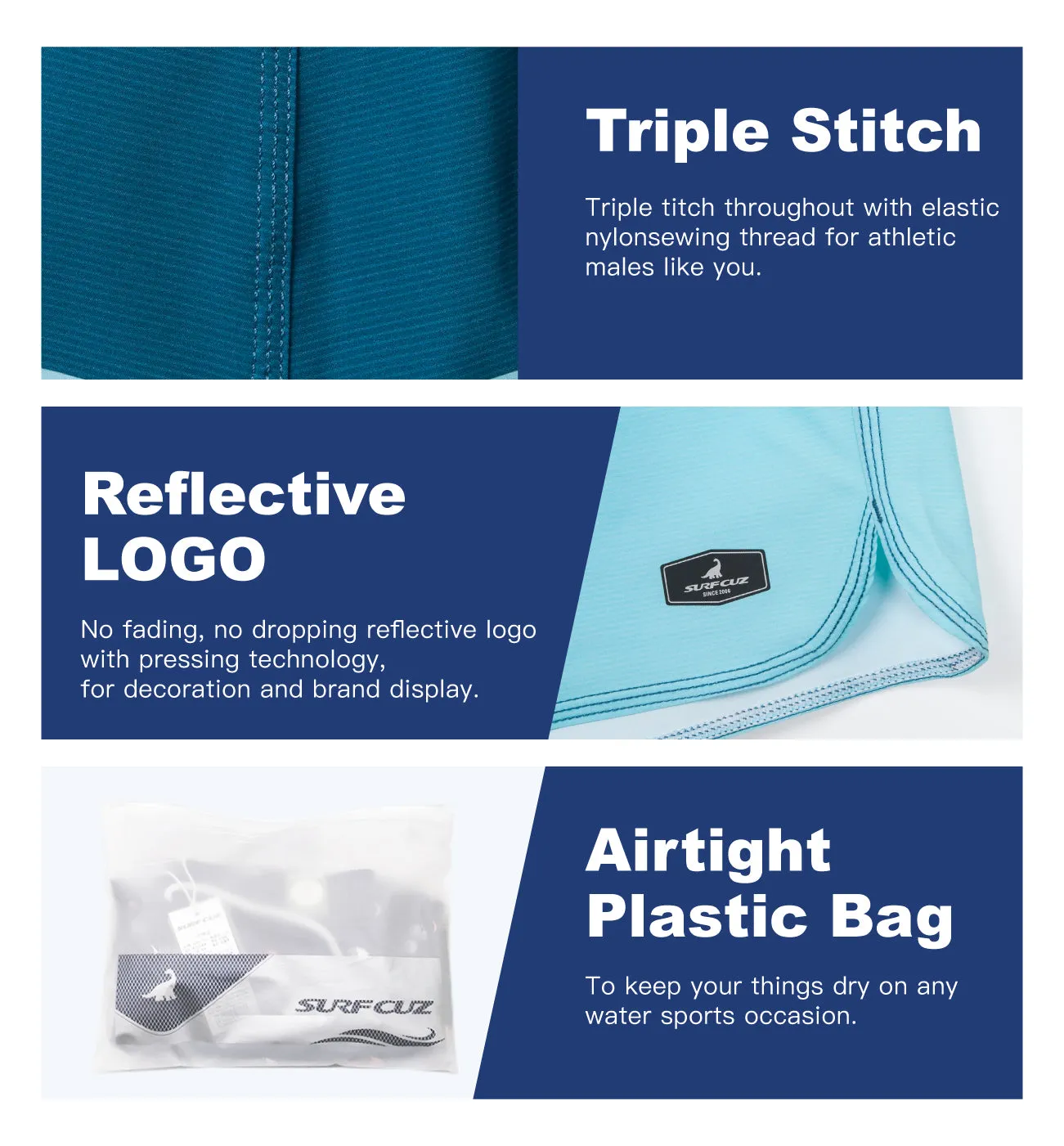 Men's Quick-Dry Performance BoardShorts With Mesh Liner & Pockets