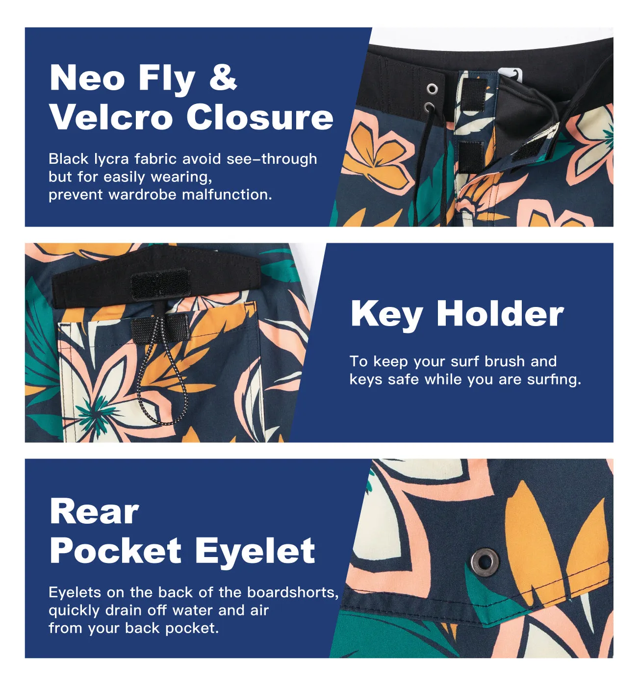 Men's Quick-Dry Performance BoardShorts With Mesh Liner & Pockets