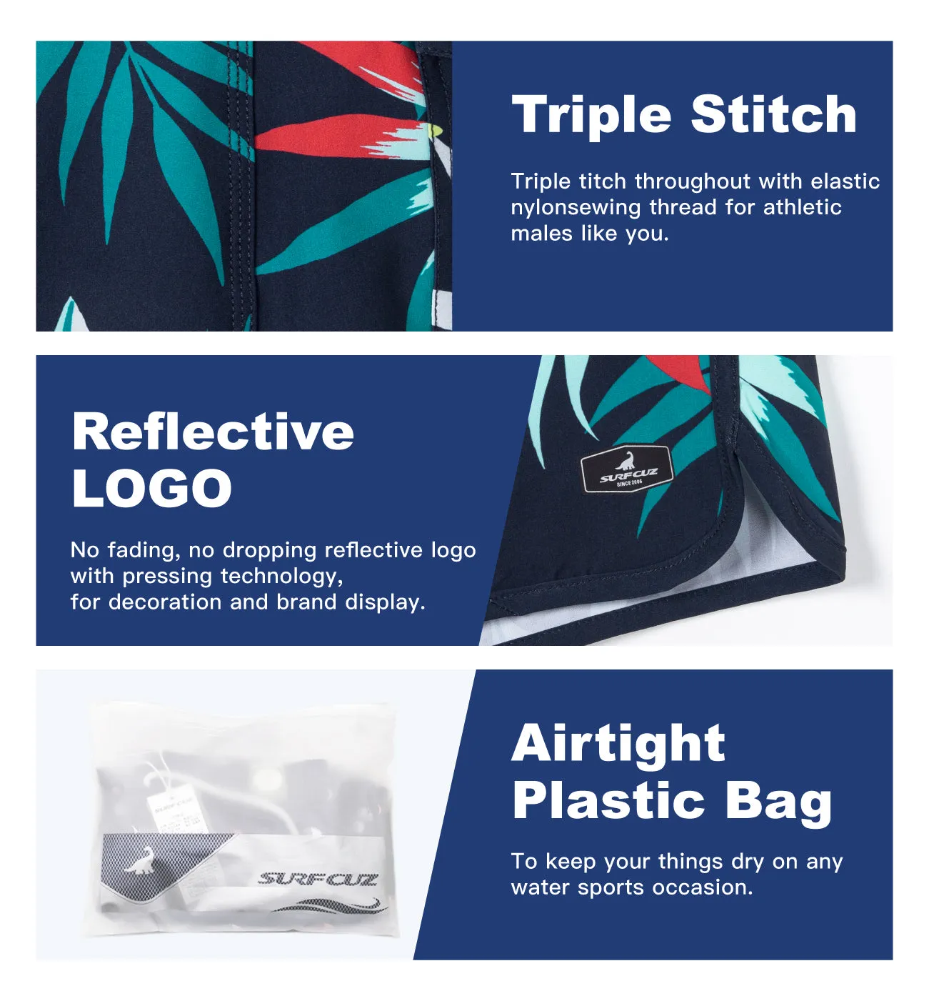 Men's Quick-Dry Performance BoardShorts With Mesh Liner & Pockets