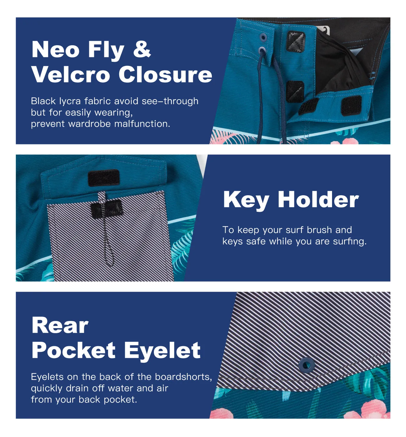 Men's Quick-Dry Performance BoardShorts With Mesh Liner & Pockets