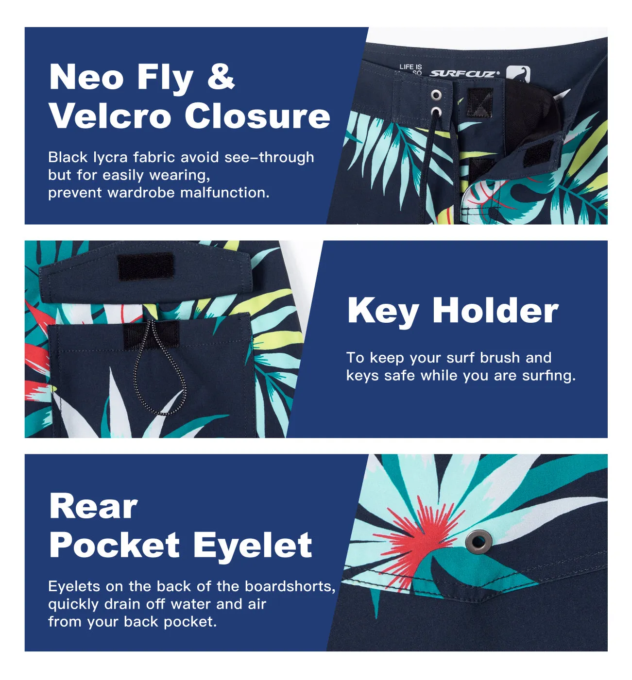 Men's Quick-Dry Performance BoardShorts With Mesh Liner & Pockets