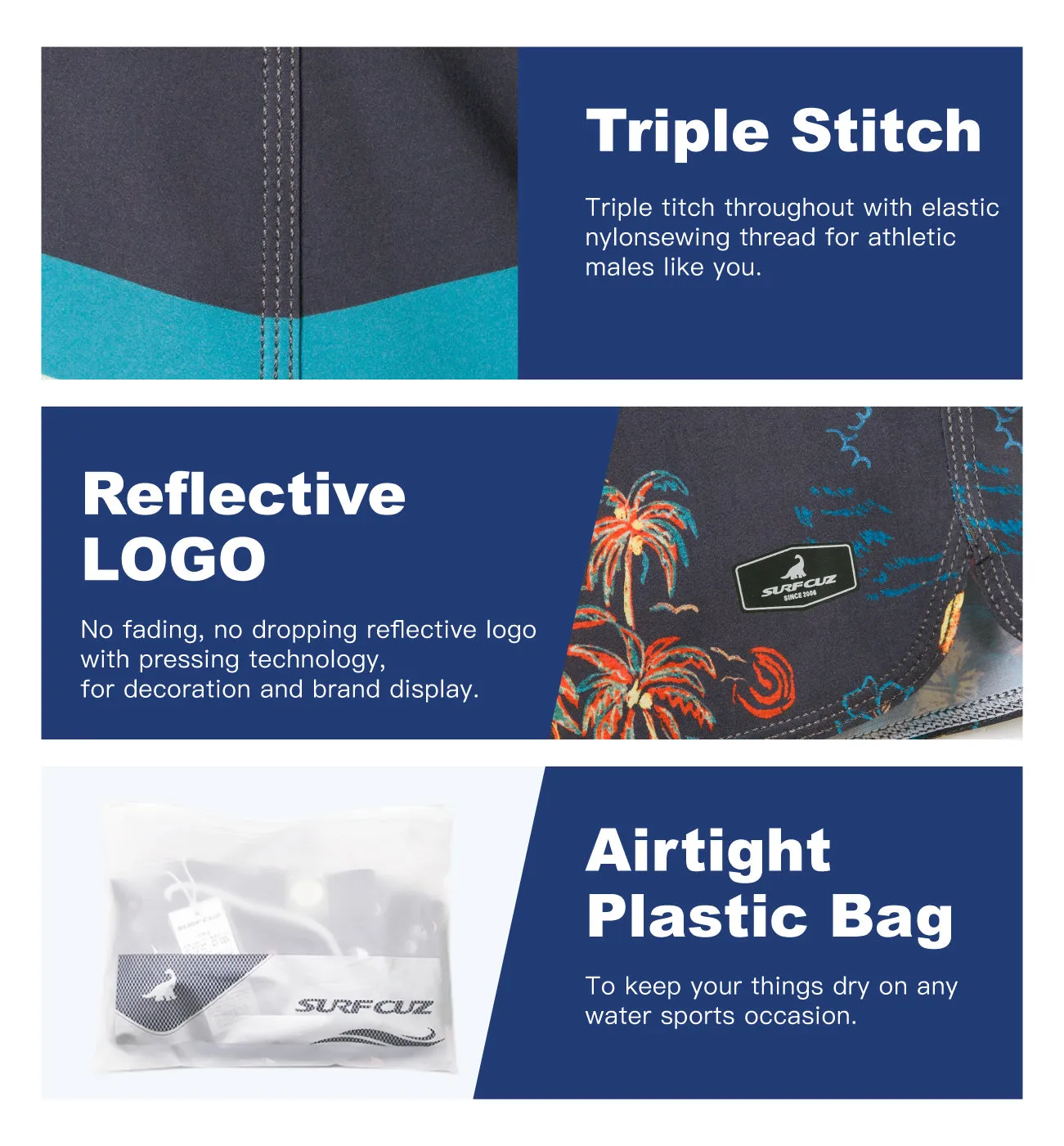 Men's Quick-Dry Performance BoardShorts With Mesh Liner & Pockets