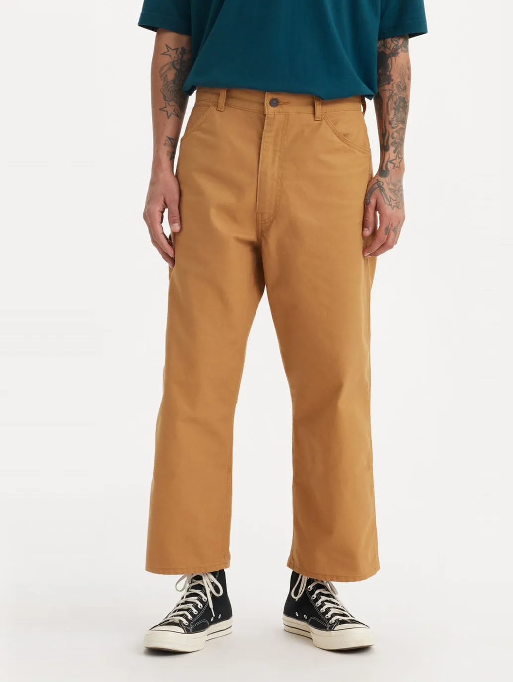 Men's Tan Brown Loose Fit Mid Rise Jeans