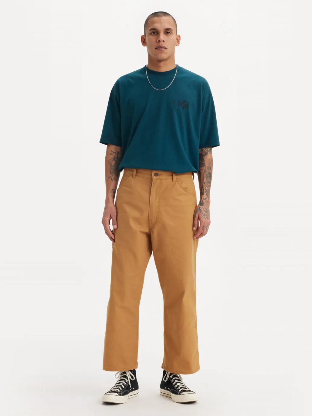 Men's Tan Brown Loose Fit Mid Rise Jeans
